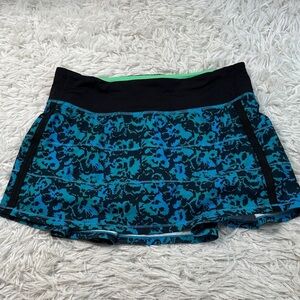 Lululemon Pace Rival Skirt *4-way Stretch Fleur Sombre Kayak Blue Dragonfly